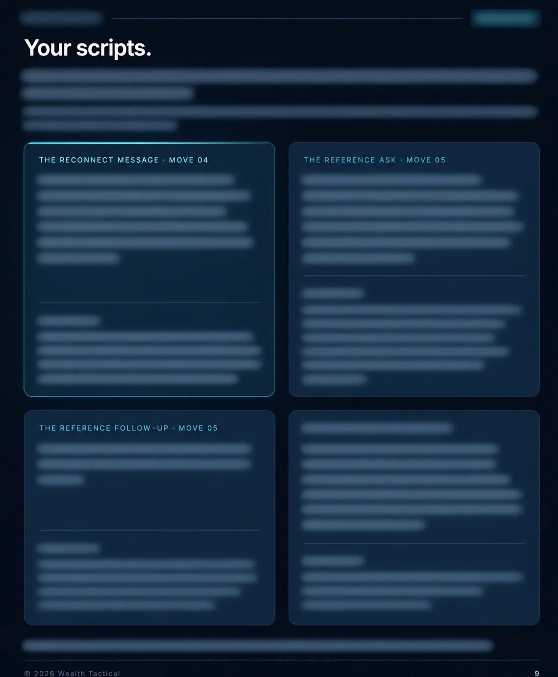 The four-message page from the guide, with the message wording obscured for this preview.