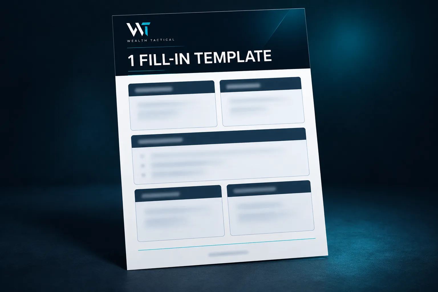 Illustrative preview of the fill-in template, with the detailed prompts obscured.